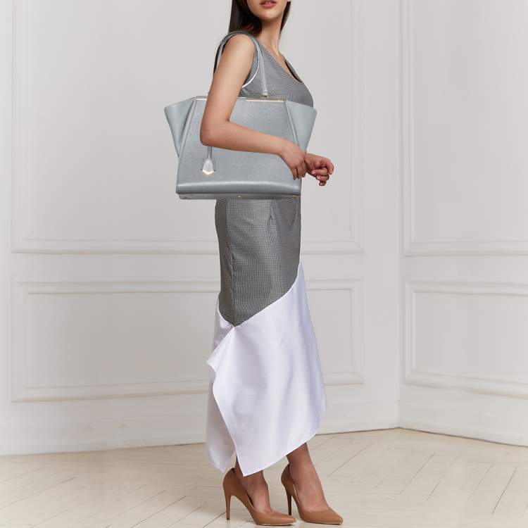 Pre Owned Fendi Two Tone Grey Leather Large 3Jours Tote