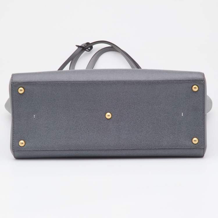 Pre Owned Fendi Two Tone Grey Leather Large 3Jours Tote