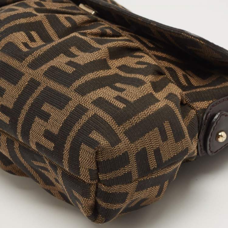 Pre Owned Fendi Tobacco Zucca Canvas and Leather Chef Flap Shoulder Bag