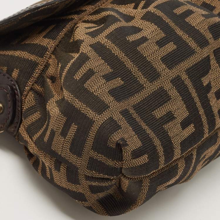 Pre Owned Fendi Tobacco Zucca Canvas and Leather Chef Flap Shoulder Bag
