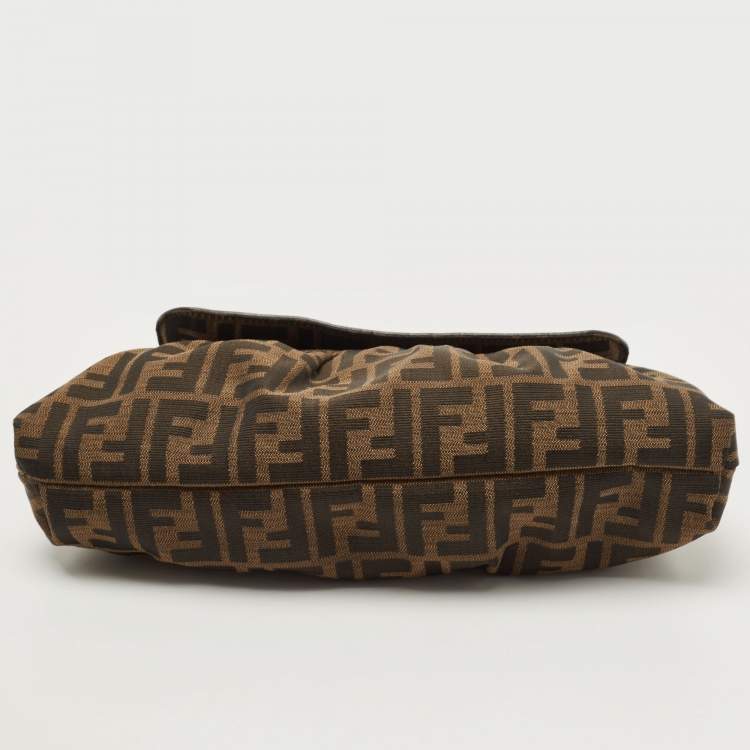 Pre Owned Fendi Tobacco Zucca Canvas and Leather Chef Flap Shoulder Bag