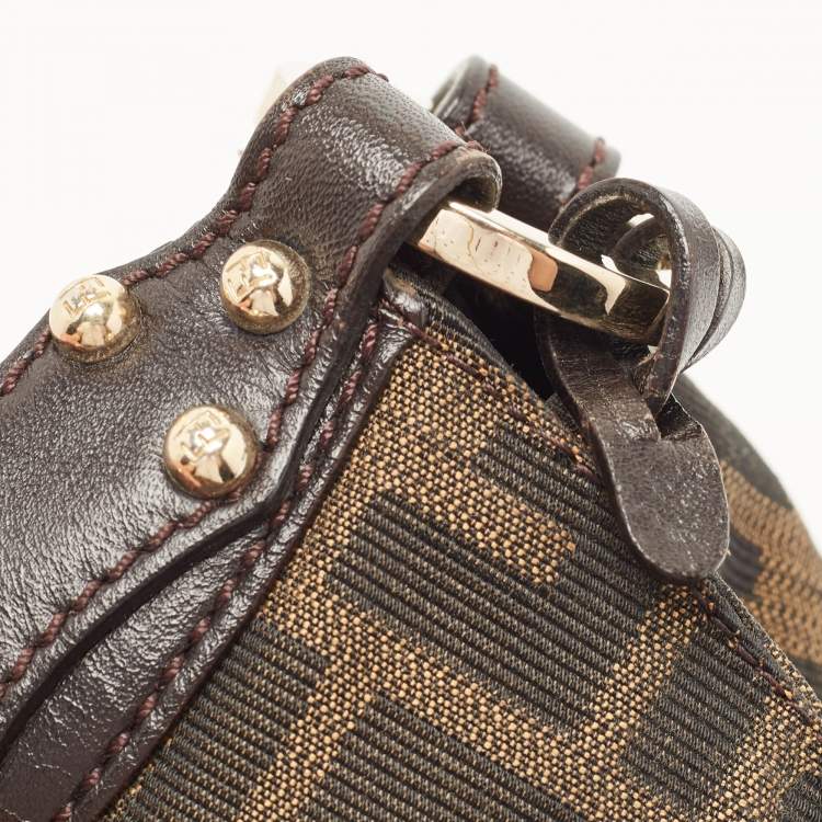 Pre Owned Fendi Tobacco Zucca Canvas and Leather Chef Flap Shoulder Bag