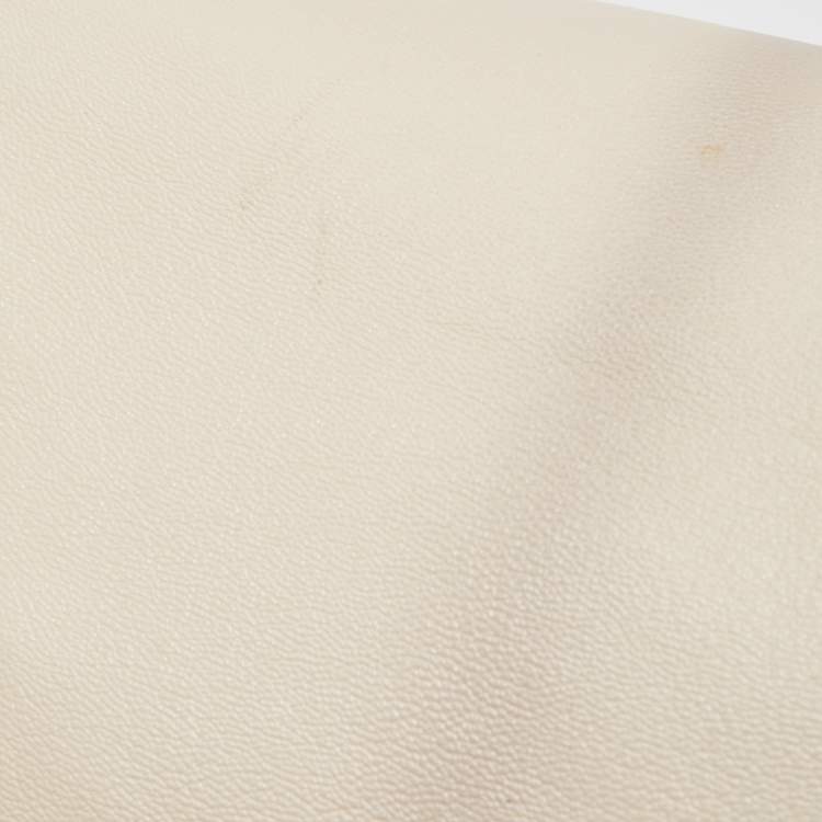 Pre Owned Fendi Cream Leather Large Peekaboo Top Handle Bag