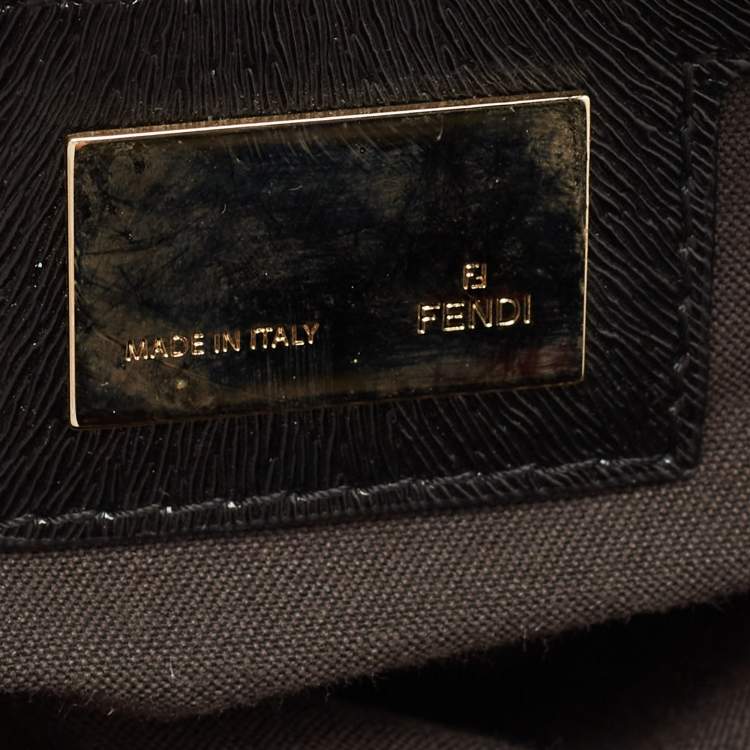 Pre Owned Fendi Black Zucca Canvas Chef Chain Link Hobo