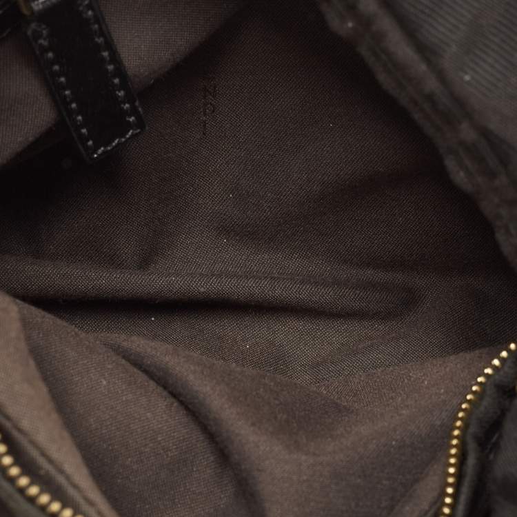 Pre Owned Fendi Black Zucca Canvas Chef Chain Link Hobo