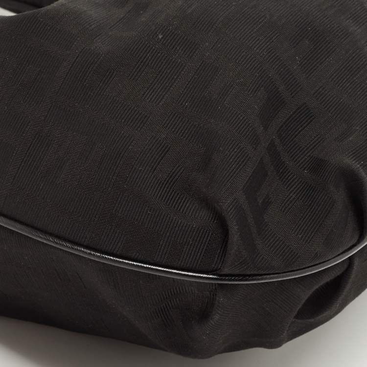 Pre Owned Fendi Black Zucca Canvas Chef Chain Link Hobo