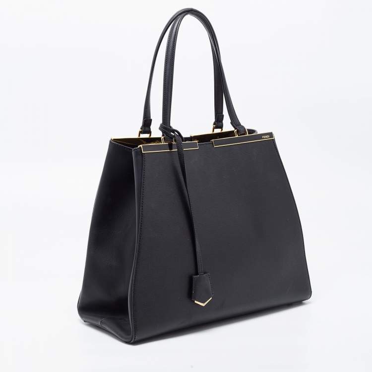 Pre Owned Fendi Black Leather Large 3Jours Tote