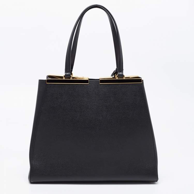 Pre Owned Fendi Black Leather Large 3Jours Tote