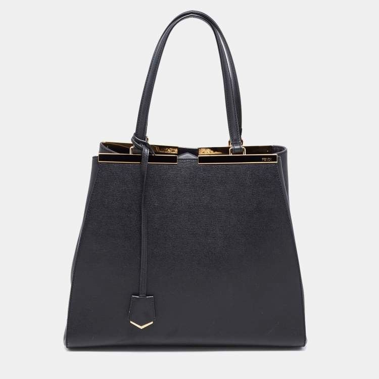 Pre Owned Fendi Black Leather Large 3Jours Tote