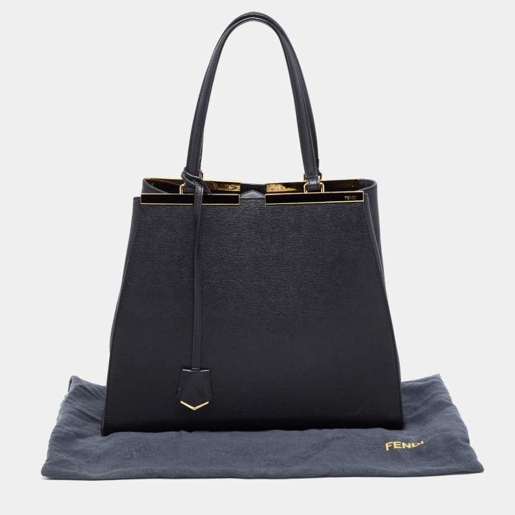 Pre Owned Fendi Black Leather Large 3Jours Tote