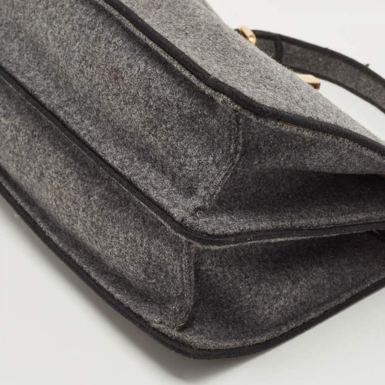 Pre Owned Fendi Grey Felt Peekaboo ISeeU East West Top Handle Bag