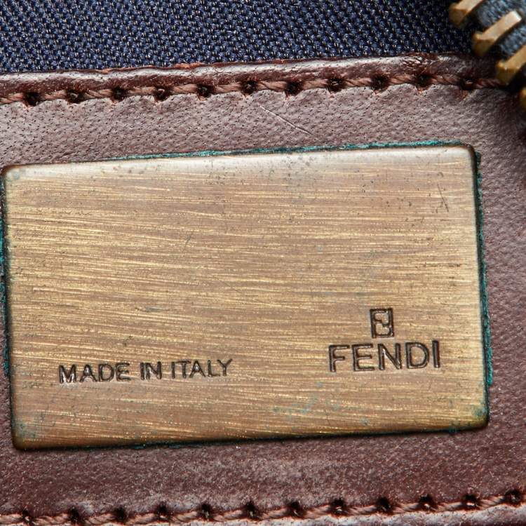 Pre Owned Fendi Blue/Brown Denim and Leather Oyster Hobo