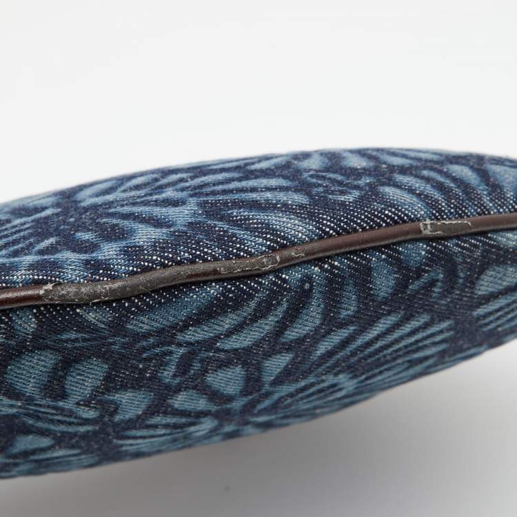 Pre Owned Fendi Blue/Brown Denim and Leather Oyster Hobo