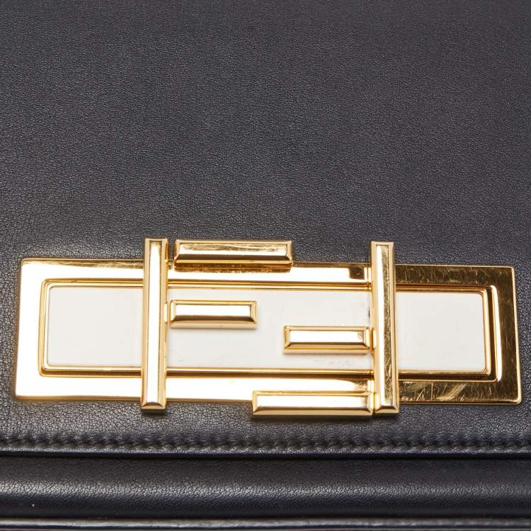 Pre Owned Fendi Black Leather Dolce 3Baguette Top Handle Bag