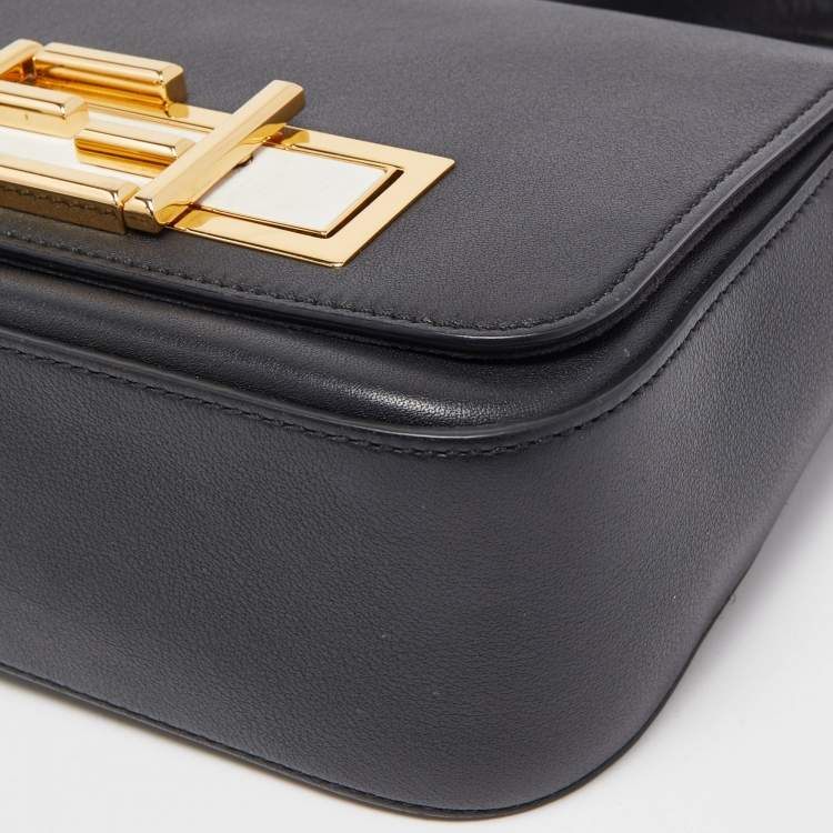 Pre Owned Fendi Black Leather Dolce 3Baguette Top Handle Bag