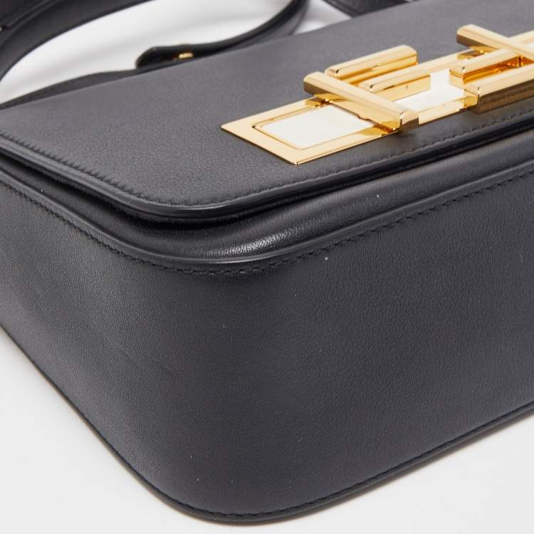 Pre Owned Fendi Black Leather Dolce 3Baguette Top Handle Bag