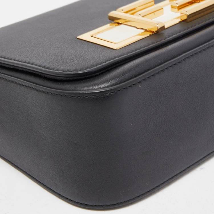 Pre Owned Fendi Black Leather Dolce 3Baguette Top Handle Bag