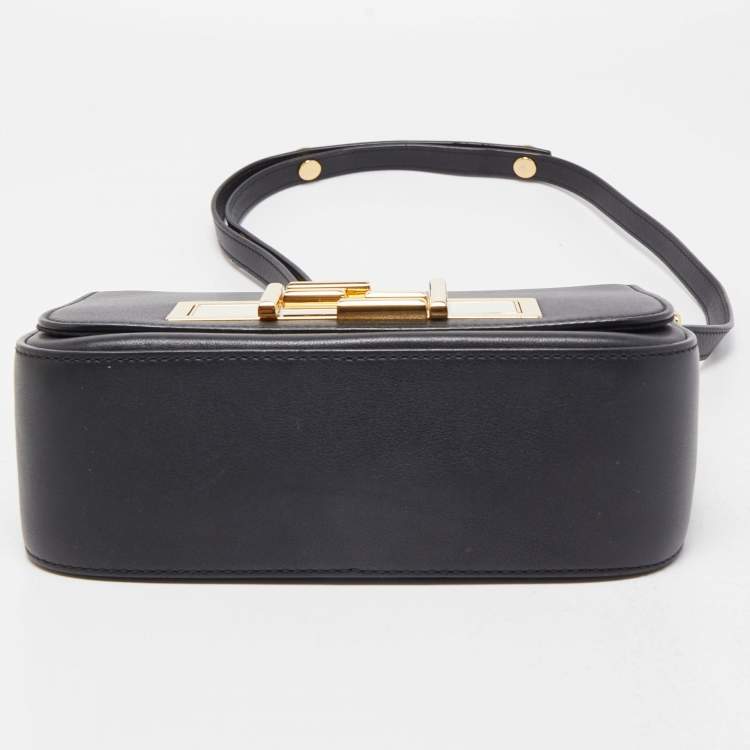 Pre Owned Fendi Black Leather Dolce 3Baguette Top Handle Bag