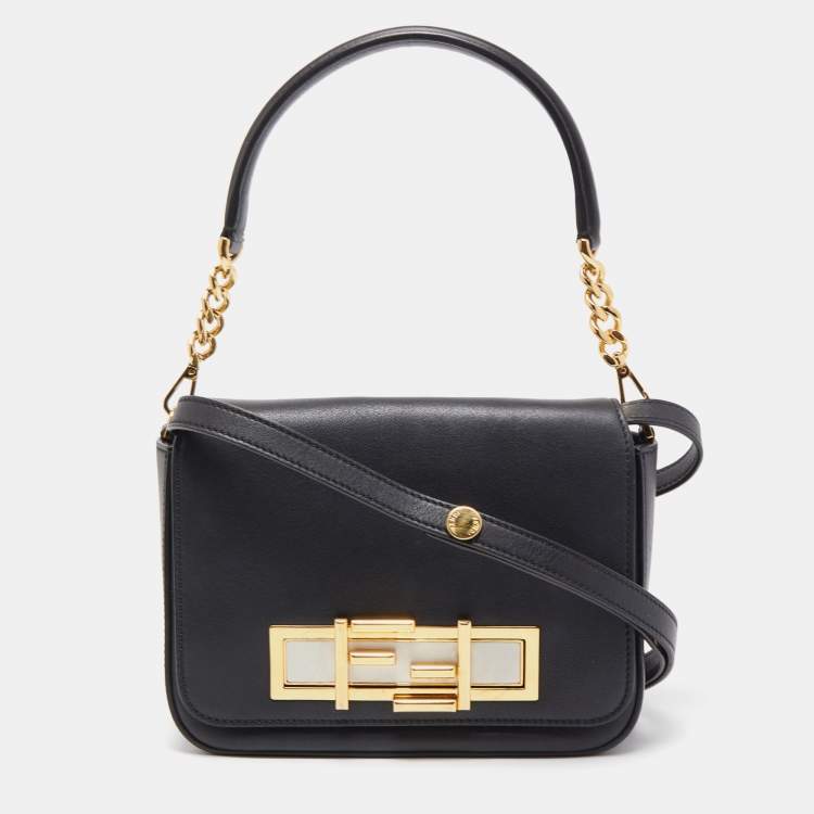 Pre Owned Fendi Black Leather Dolce 3Baguette Top Handle Bag