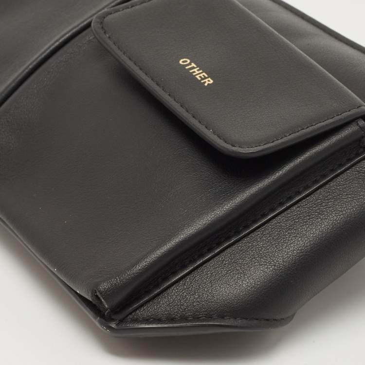 Pre Owned Fendi Black Leather and Mesh 3 Pockets Belt Bag