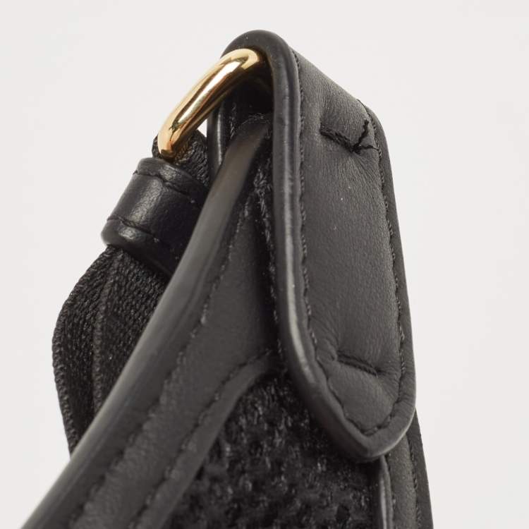 Pre Owned Fendi Black Leather and Mesh 3 Pockets Belt Bag