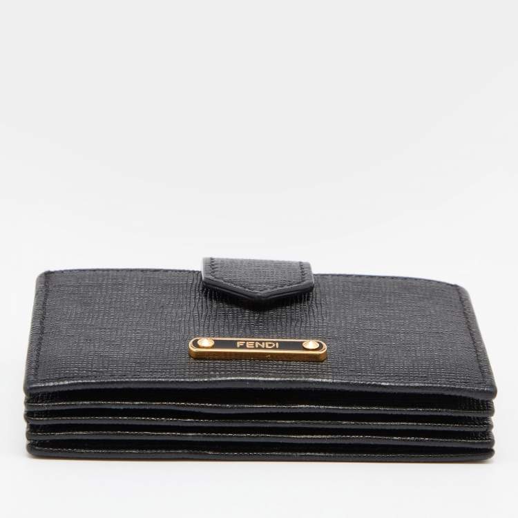 مملوكة مسبقًا Fendi Black Leather Elite Card Holder