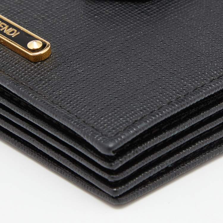 مملوكة مسبقًا Fendi Black Leather Elite Card Holder