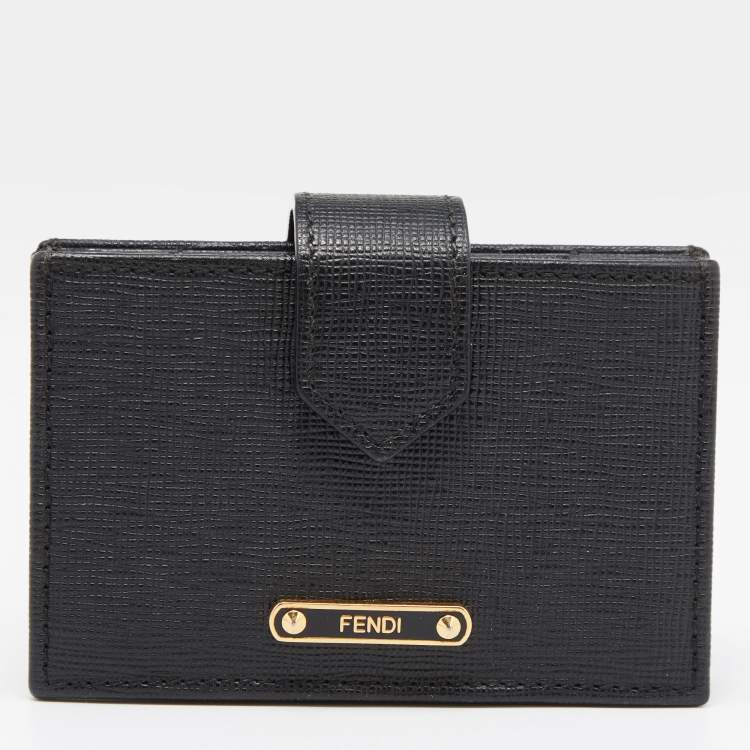 مملوكة مسبقًا Fendi Black Leather Elite Card Holder