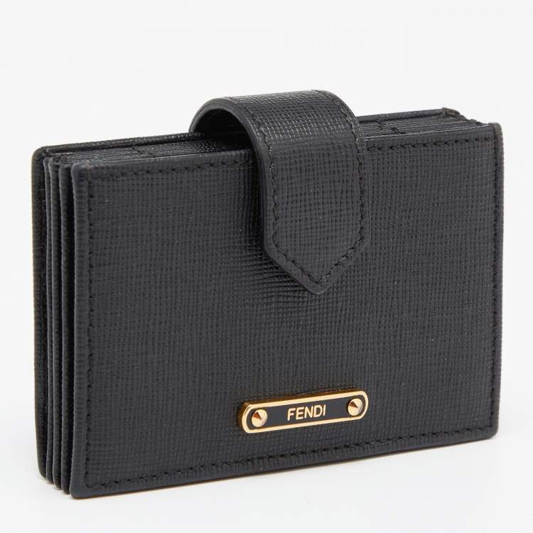 مملوكة مسبقًا Fendi Black Leather Elite Card Holder