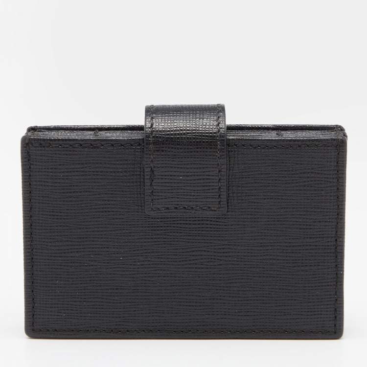 مملوكة مسبقًا Fendi Black Leather Elite Card Holder