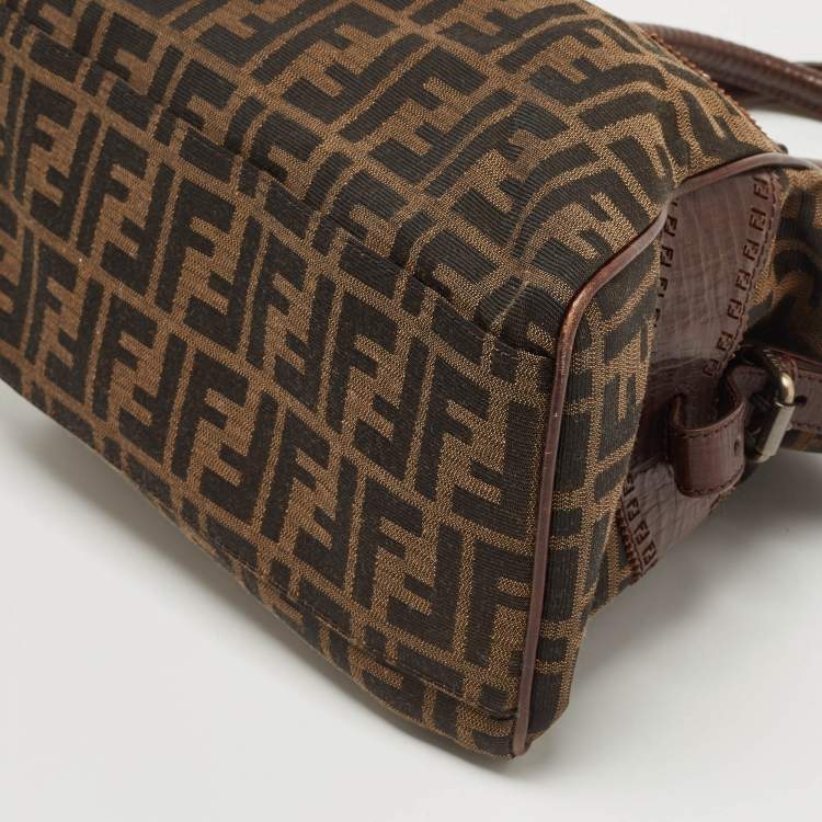 Pre Owned Fendi Tobacco Zucca Canvas and Leather Small Zucca Chef De Jour Bag
