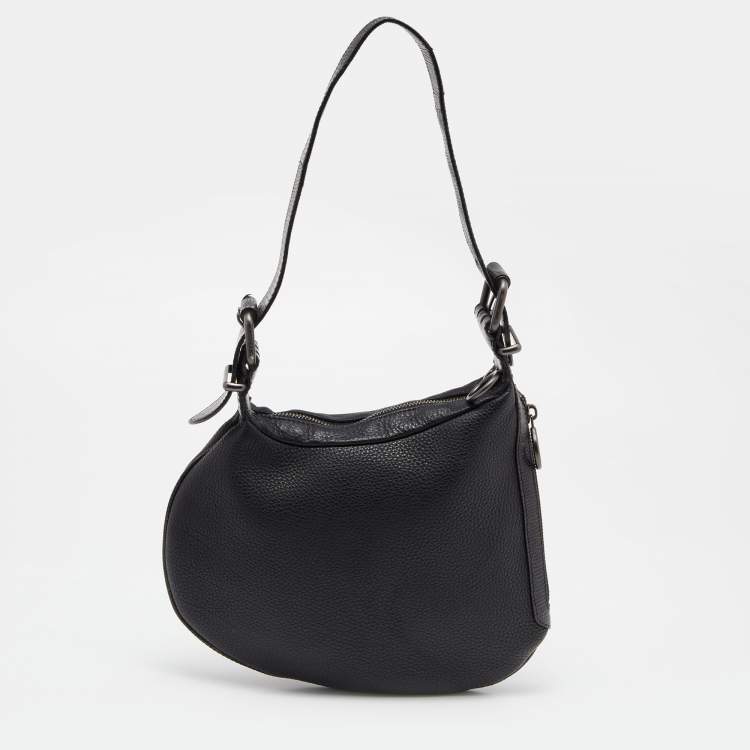 Pre Owned Fendi Black Lizard and Leather Oyster Hobo