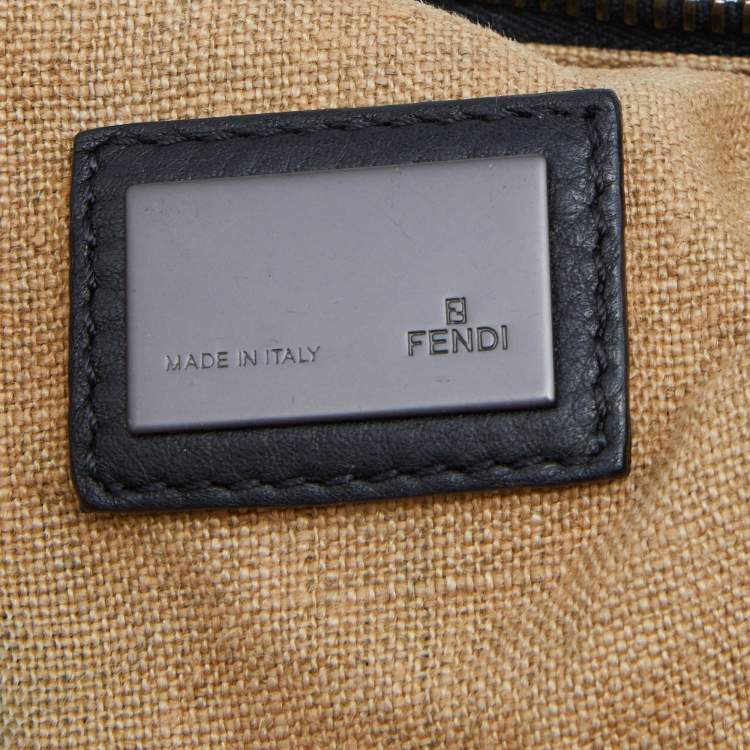 Pre Owned Fendi Black Lizard and Leather Oyster Hobo