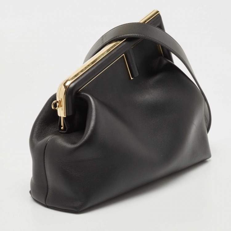 Pre Owned Fendi Black Leather Medium First Shoulder Bag