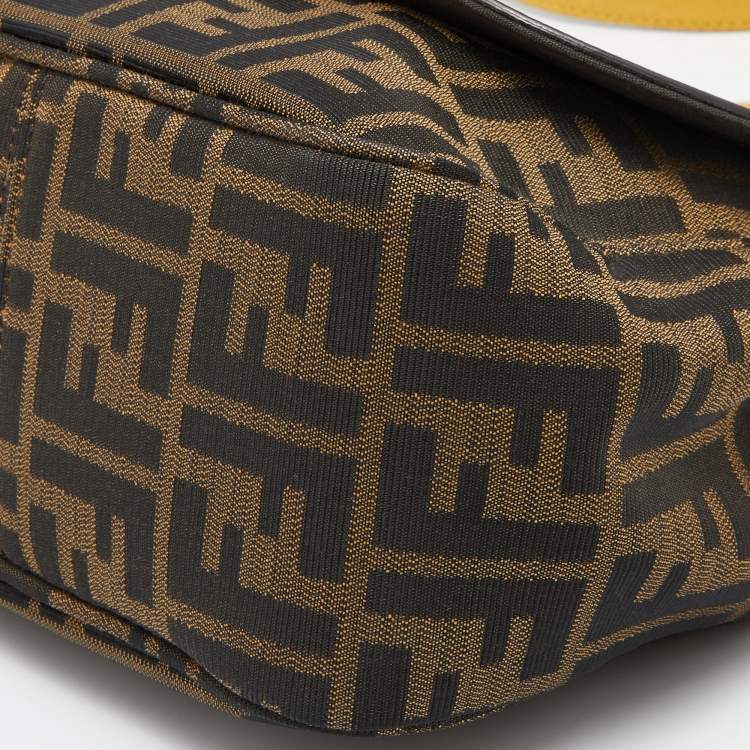 مملوكة مسبقًا Fendi Yellow/Tobacco Zucca Canvas and Leather Flap Crossbody Bag