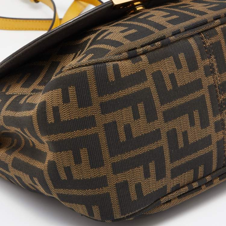 مملوكة مسبقًا Fendi Yellow/Tobacco Zucca Canvas and Leather Flap Crossbody Bag