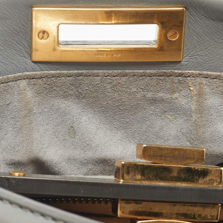 مملوكة مسبقًا Fendi Grey Leather Medium Peekaboo Top Handle Bag