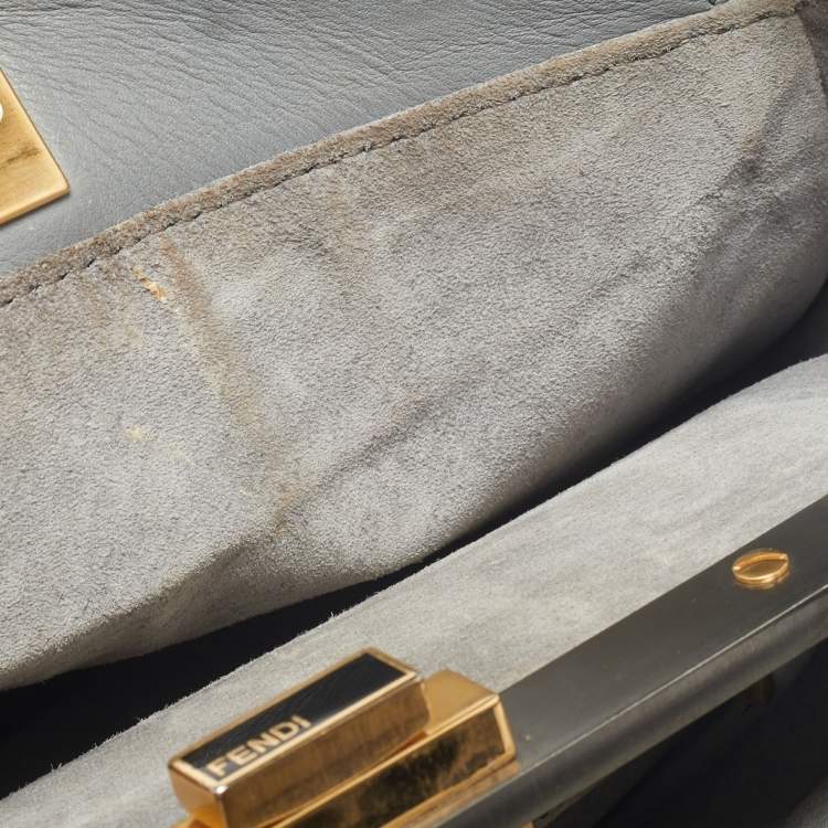 مملوكة مسبقًا Fendi Grey Leather Medium Peekaboo Top Handle Bag