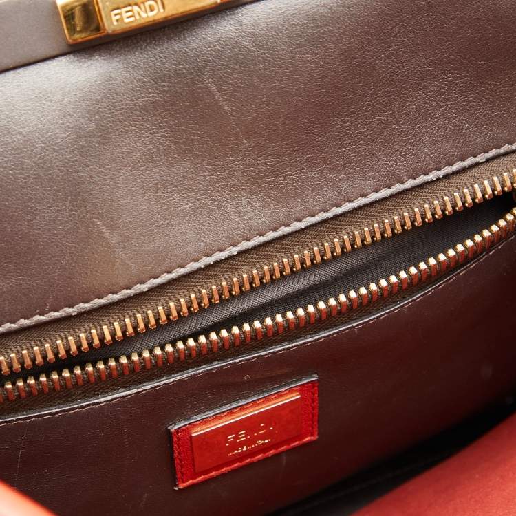 مملوكة مسبقًا  Fendi Rust Leather Large Peekaboo Iconic Top Handle Bag