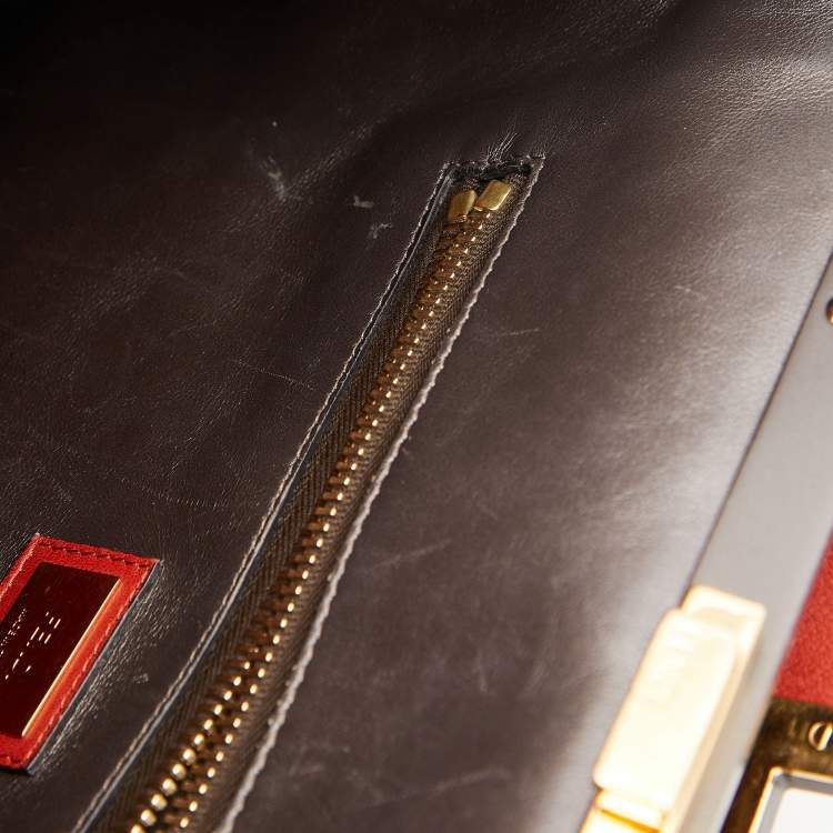 مملوكة مسبقًا  Fendi Rust Leather Large Peekaboo Iconic Top Handle Bag