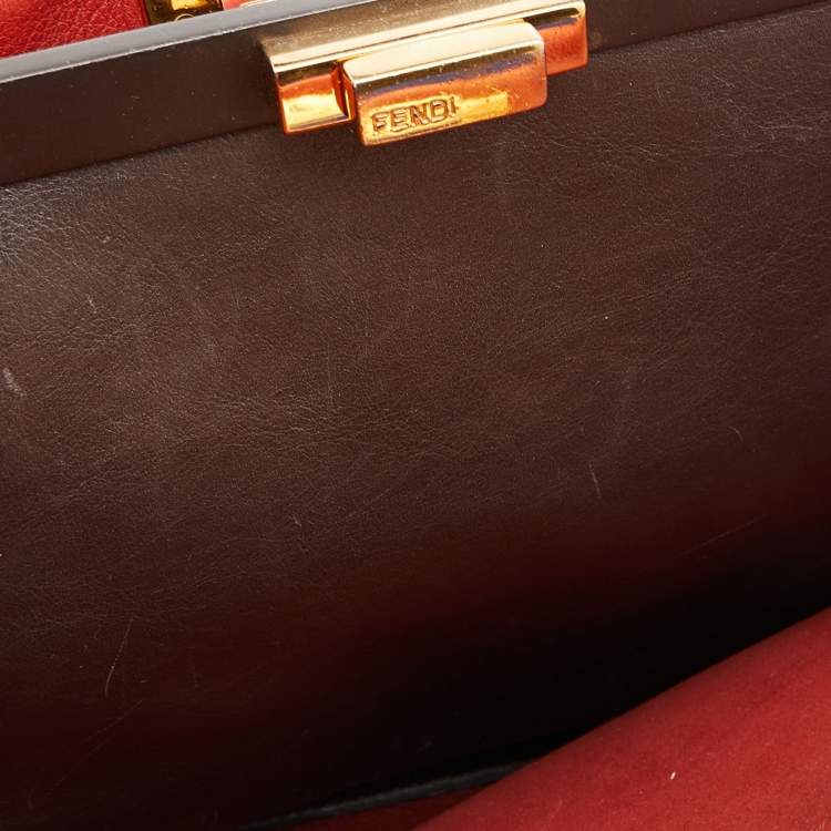 مملوكة مسبقًا  Fendi Rust Leather Large Peekaboo Iconic Top Handle Bag