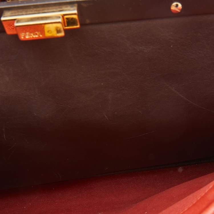 مملوكة مسبقًا  Fendi Rust Leather Large Peekaboo Iconic Top Handle Bag