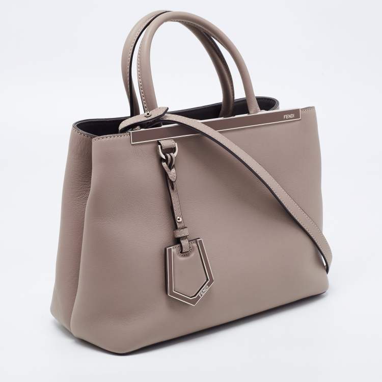 Pre Owned Fendi Dove-Grey Leather Petite 2Jours Tote
