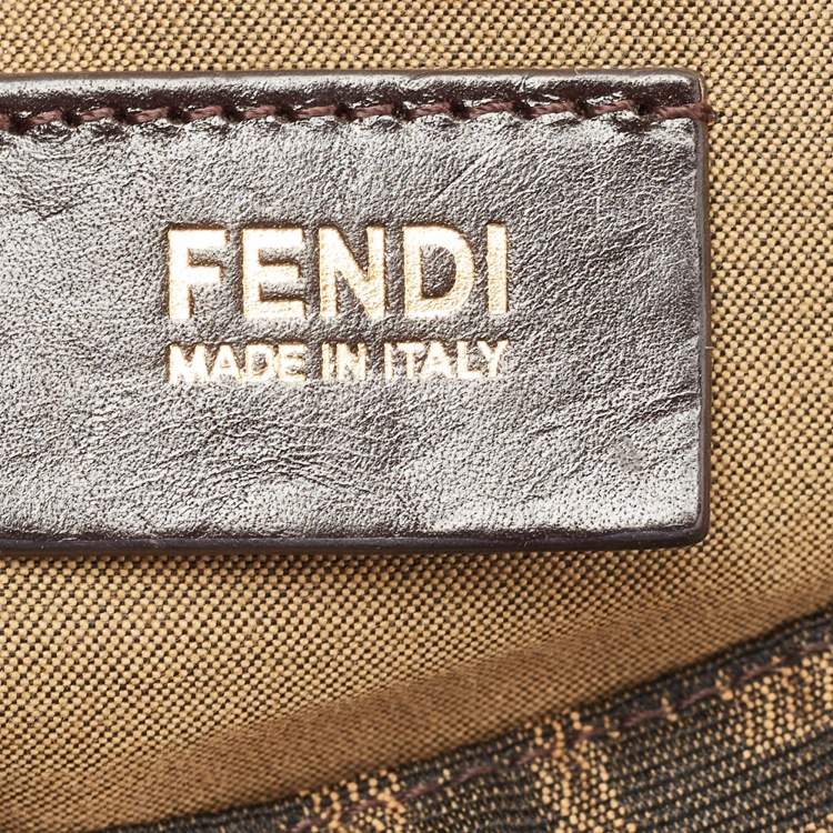 Pre Owned Fendi Tobacco Zucca Canvas Mia Flap Shoulder Bag