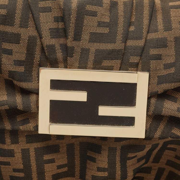 Pre Owned Fendi Tobacco Zucca Canvas Mia Flap Shoulder Bag