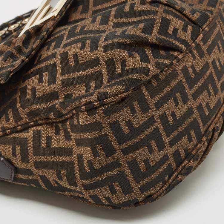 Pre Owned Fendi Tobacco Zucca Canvas Mia Flap Shoulder Bag