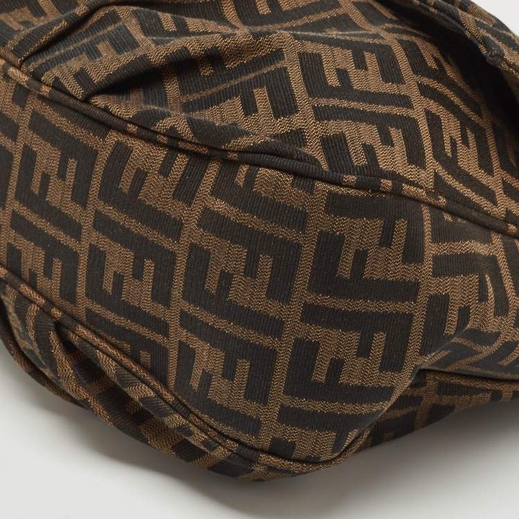Pre Owned Fendi Tobacco Zucca Canvas Mia Flap Shoulder Bag