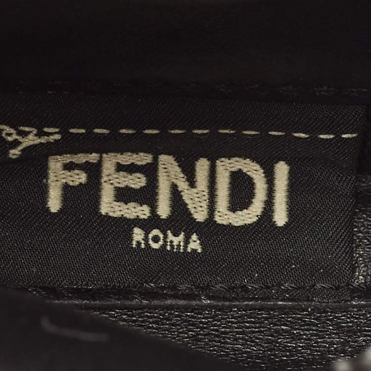 Pre Owned Fendi Grey/Black Python Floral Embroidered Micro Peekaboo Crossbody Bag
