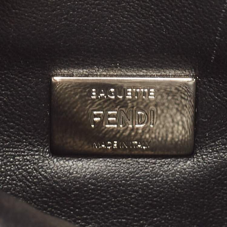 Pre Owned Fendi Grey/Black Python Floral Embroidered Micro Peekaboo Crossbody Bag