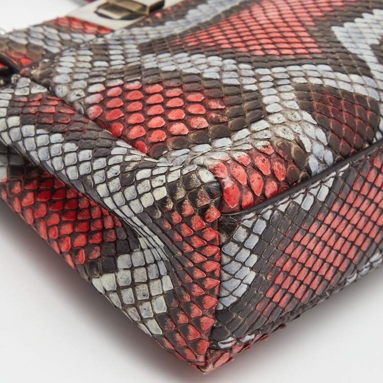 Pre Owned Fendi Multicolor Python Micro Peekaboo Top Handle Bag